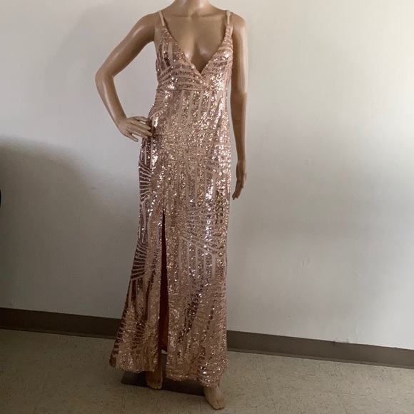 slim fit dress slacks stunning sequined long prom dresses, mermaid rose gold prom dresses, sexy  party dresses for teens cg6839 main image 0